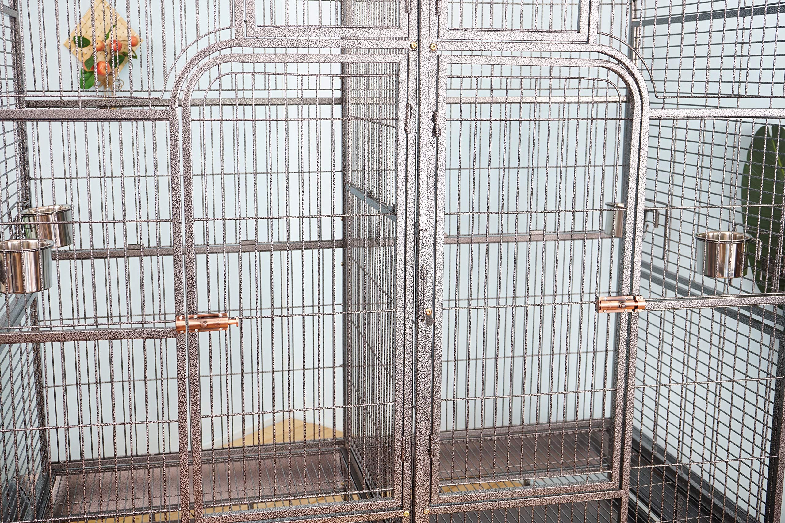 Double Cage with Center Divider for Bird Parrot Aviary W64xD32xH73 New